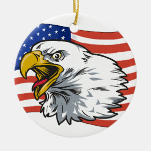 Patriotic Eagle Ceramic Ornament