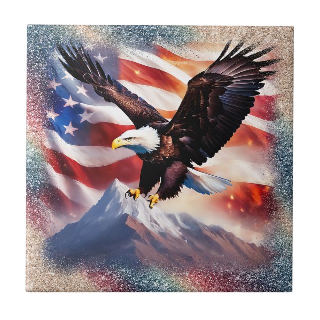 Patriotic Eagle Ceramic Tile (Front)