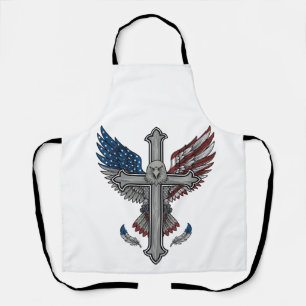 Patriotic Eagle Cross Vintage Engraving Vector Des Apron