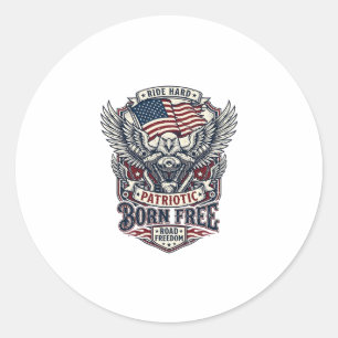 Patriotic Eagle Engine Biker Road Freedom Patriot Classic Round Sticker