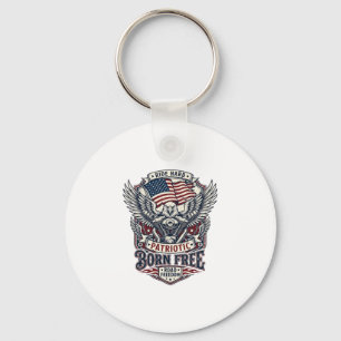 Patriotic Eagle Engine Biker Road Freedom Patriot Keychain