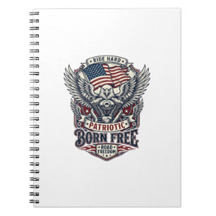 Patriotic Eagle Engine Biker Road Freedom Patriot  Notebook