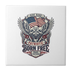 Patriotic Eagle Engine Biker Road Freedom Patriot Tile