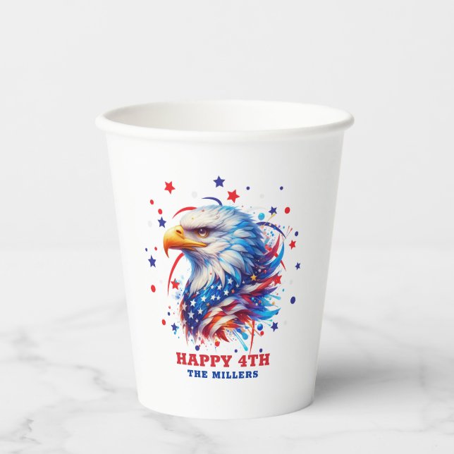  Patriotic Eagle Fireworks Paper Cups (Front)