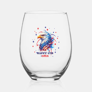 Patriotic Eagle Fireworks Stemless Wine Glass