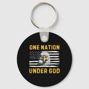 Patriotic Eagle Flag 4th Of July One Nation Under Keychain