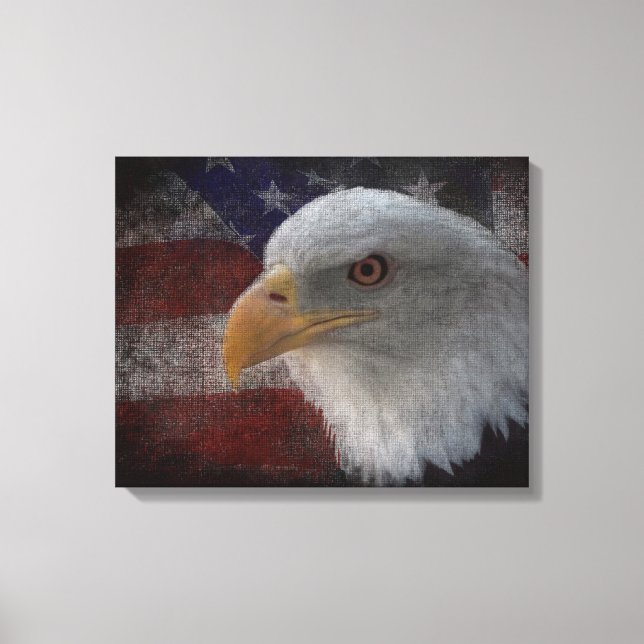 Patriotic Eagle & Flag Canvas Print (Front)