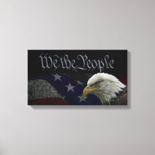 Patriotic Eagle & Flag Canvas Print