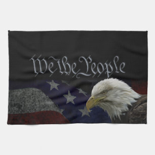 Patriotic Eagle & Flag Kitchen Towel