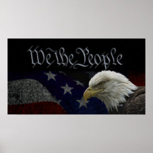Patriotic Eagle & Flag Poster