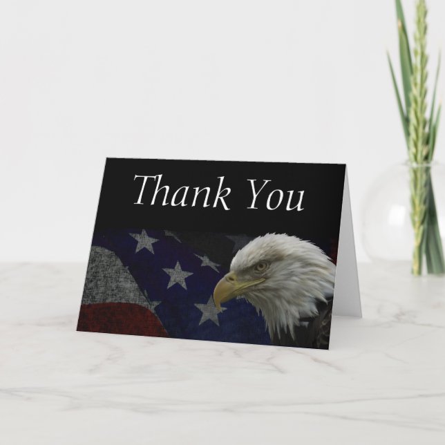 Patriotic Eagle & Flag Thank You Card (Front)