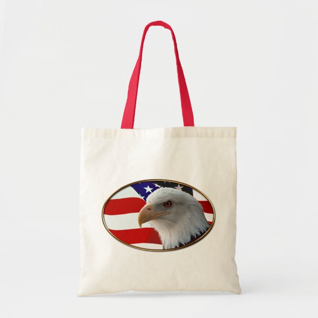 Patriotic Eagle & Flag Tote Bag (Front)