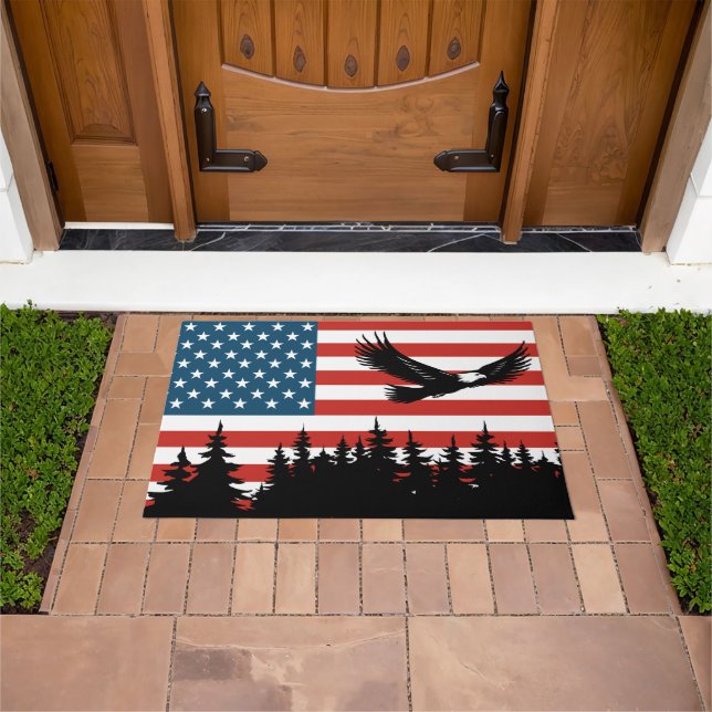 Patriotic eagle flag trees doormat (Outdoor)