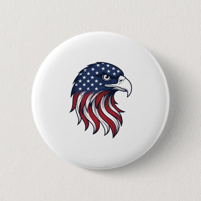 Patriotic Eagle Flag Vector Design for White Shirt 2 Inch Round Button (Front)