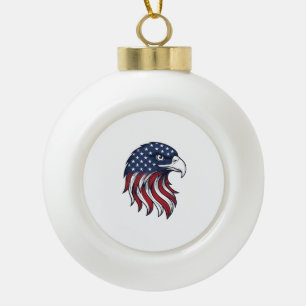Patriotic Eagle Flag Vector Design for White Shirt Ceramic Ball Christmas Ornament