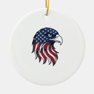 Patriotic Eagle Flag Vector Design for White Shirt Ceramic Ornament
