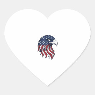 Patriotic Eagle Flag Vector Design for White Shirt Heart Sticker