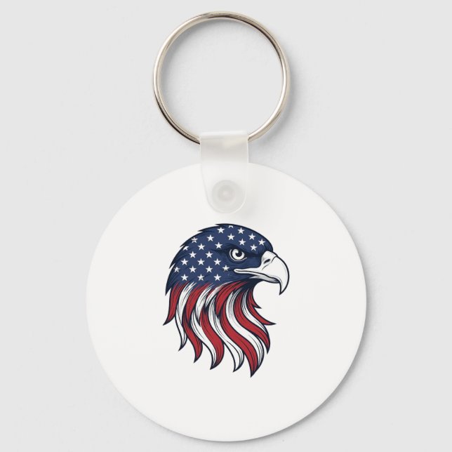 Patriotic Eagle Flag Vector Design for White Shirt Keychain (Front)