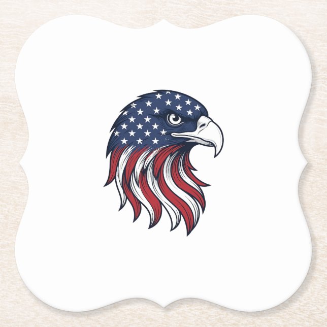 Patriotic Eagle Flag Vector Design for White Shirt Paper Coaster (Front)