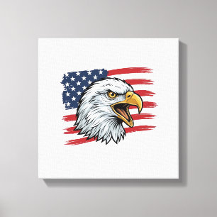 Patriotic Eagle Flag Vintage Vector Design_1 Canvas Print