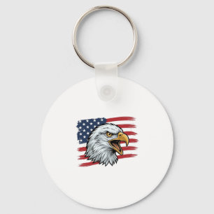 Patriotic Eagle Flag Vintage Vector Design_1 Keychain