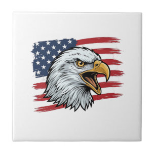 Patriotic Eagle Flag Vintage Vector Design_1 Tile