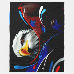Patriotic Eagle Graffiti Fleece Blanket