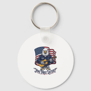 Patriotic Eagle Guitar Vintage Keychain