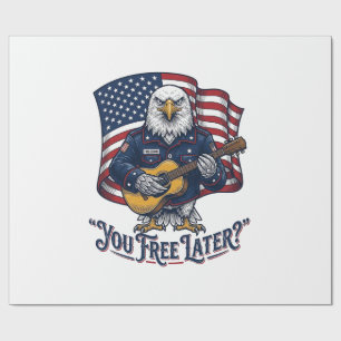 Patriotic Eagle Guitar Vintage Wrapping Paper