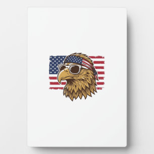 Patriotic Eagle Head Vintage Engraving Graphic_1 Plaque