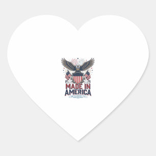 Patriotic Eagle Made in America 4th of July Shirt_ Heart Sticker