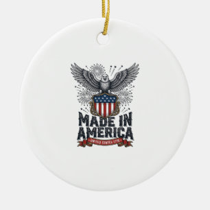 Patriotic Eagle Made in America Vintage Ceramic Ornament