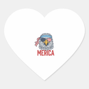 Patriotic Eagle Merica Vintage Engraving Shirt Des Heart Sticker