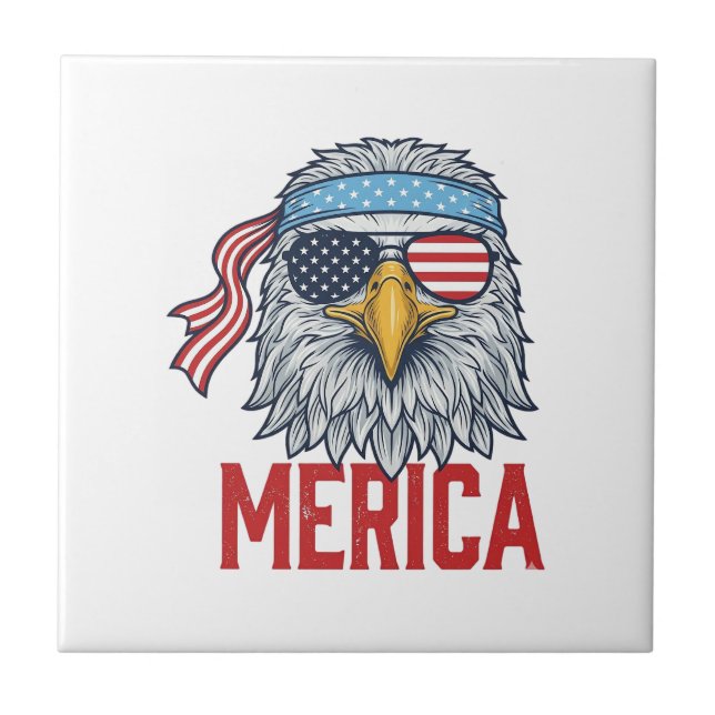 Patriotic Eagle Merica Vintage Engraving Shirt Des Tile (Front)