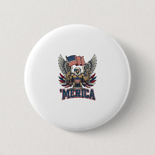 Patriotic Eagle Merica Vintage Vector Shirt Design 2 Inch Round Button