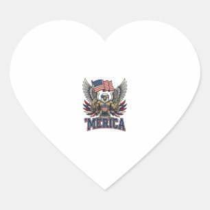 Patriotic Eagle Merica Vintage Vector Shirt Design Heart Sticker