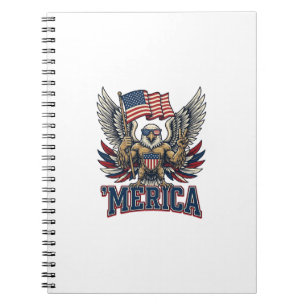 Patriotic Eagle Merica Vintage Vector Shirt Design Notebook
