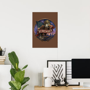 Patriotic Eagle Military Remembrance Emblem Poster