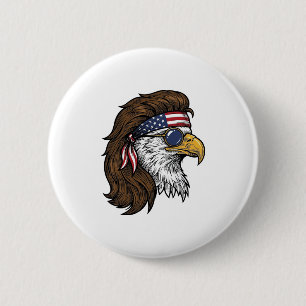 Patriotic Eagle Mullet Vintage Engraving Vector De 2 Inch Round Button