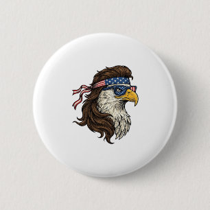 Patriotic Eagle Mullet Vintage Engraving Vector De 2 Inch Round Button
