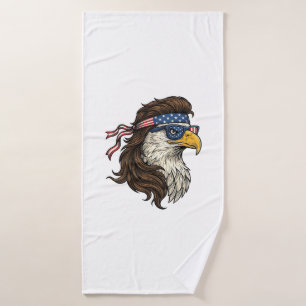 Patriotic Eagle Mullet Vintage Engraving Vector De Bath Towel
