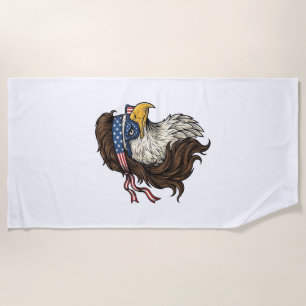 Patriotic Eagle Mullet Vintage Engraving Vector De Beach Towel