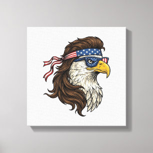 Patriotic Eagle Mullet Vintage Engraving Vector De Canvas Print
