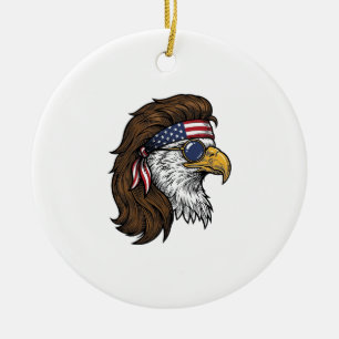 Patriotic Eagle Mullet Vintage Engraving Vector De Ceramic Ornament