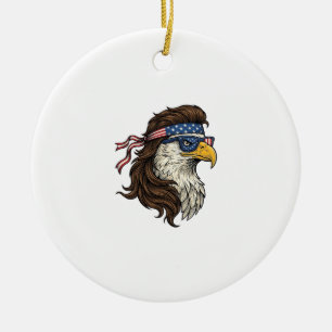 Patriotic Eagle Mullet Vintage Engraving Vector De Ceramic Ornament