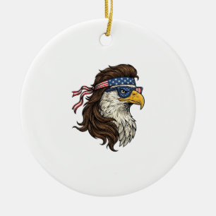Patriotic Eagle Mullet Vintage Engraving Vector De Ceramic Ornament