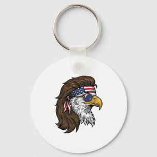 Patriotic Eagle Mullet Vintage Engraving Vector De Keychain