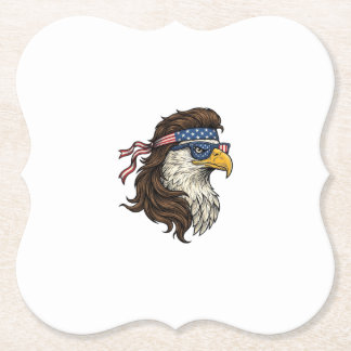 Patriotic Eagle Mullet Vintage Engraving Vector De Paper Coaster