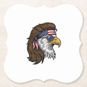 Patriotic Eagle Mullet Vintage Engraving Vector De Paper Coaster