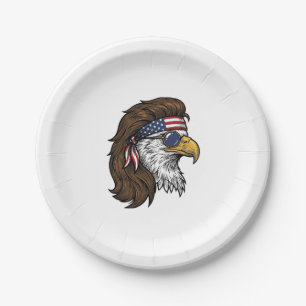 Patriotic Eagle Mullet Vintage Engraving Vector De Paper Plate